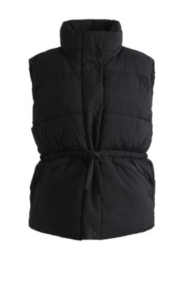 Hugo - Water-repellent Relaxed-fit Gilet With Stacked Logo - Black