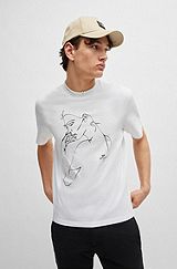 Relaxed-fit T-shirt in cotton jersey with face print, White