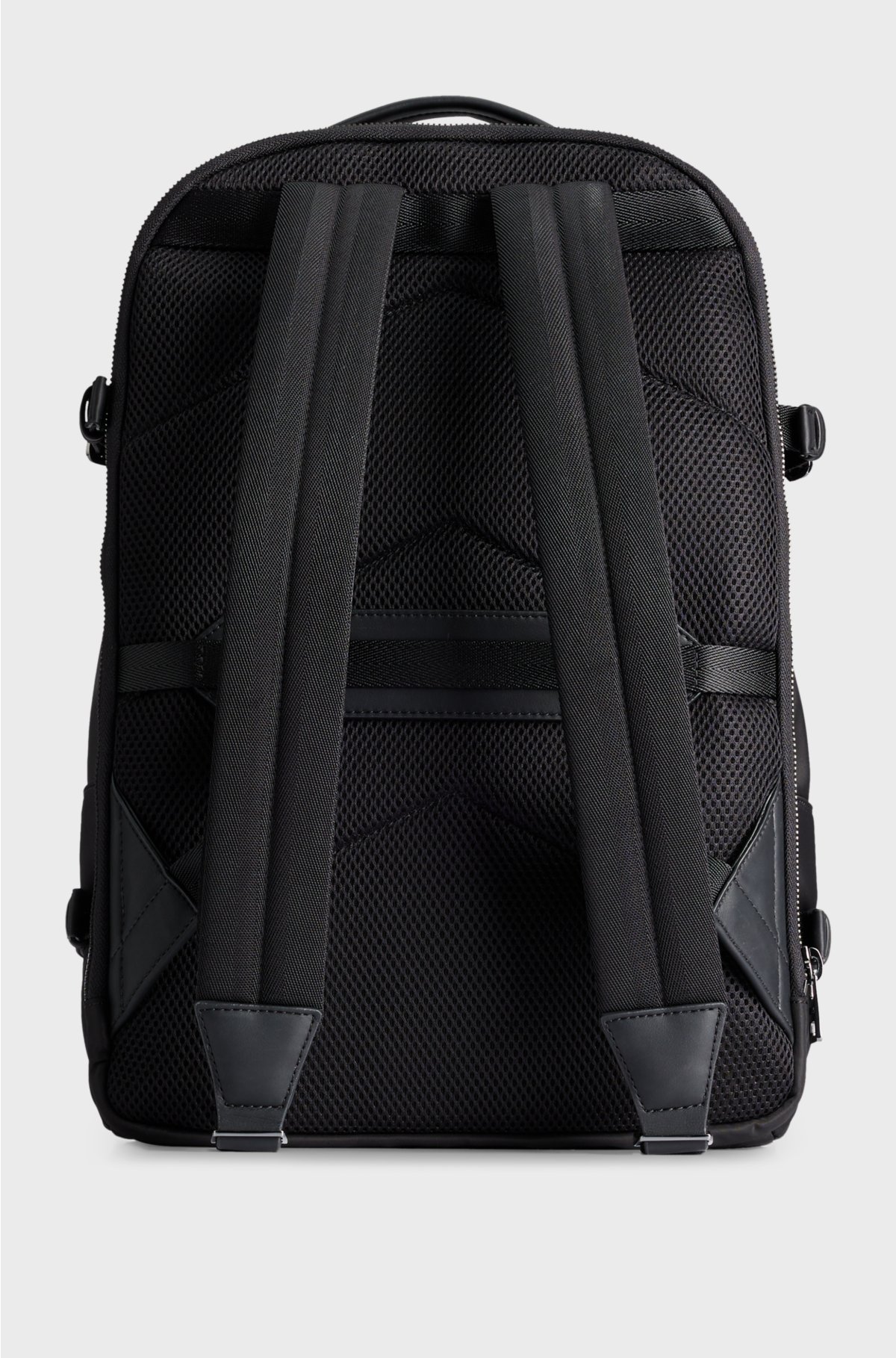Multi-pocket backpack with stacked logo, Black