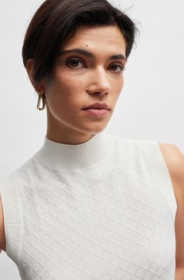 BOSS Sleeveless rollneck top in silk and cotton