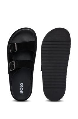 BOSS Twinstrap sandals with suede uppers and buckle closure