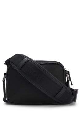 Twill crossbody bag with Double B monogram, Black