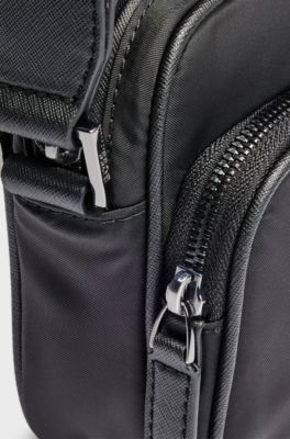 Twill crossbody bag with Double B monogram, Black