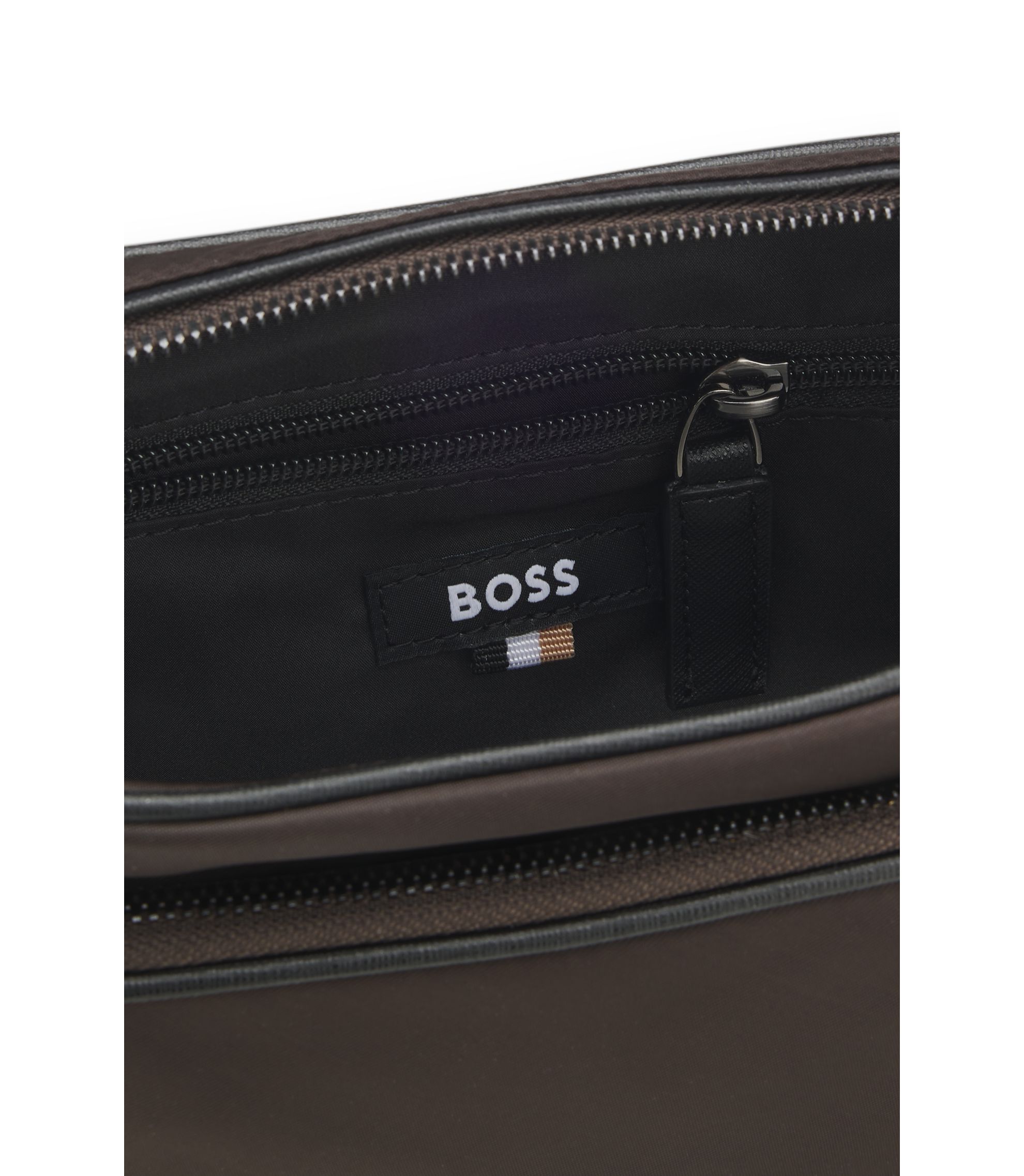 BOSS - ツイル クロスボディバッグ Double Bモノグラム - ダークブラウン