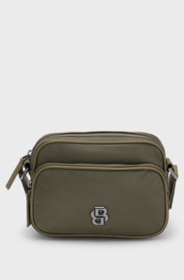 Sac port&eacute; crois&eacute; en twill &agrave; monogramme Double&nbsp;B, Olive