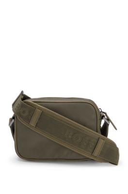 Twill crossbody bag with Double B monogram, Olive