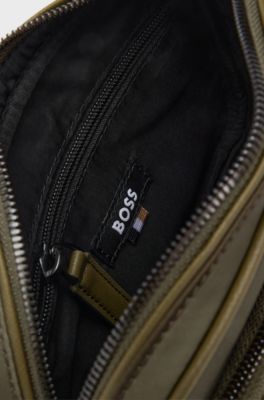 Twill crossbody bag with Double B monogram, Olive