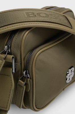 Twill crossbody bag with Double B monogram, Olive