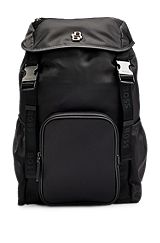 Matte-twill backpack with double monogram and full lining, Black