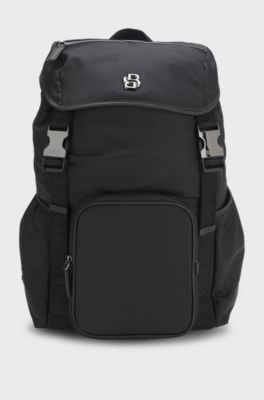 Twill backpack with Double B monogram, Black
