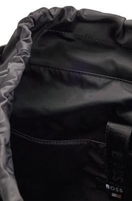 Flap backpack with Double B monogram hardware, Black