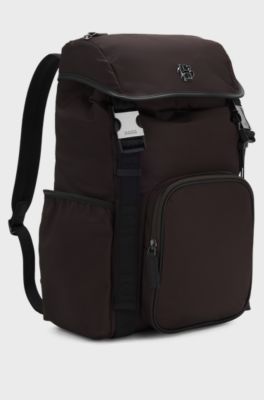 Zaino in twill con monogramma Double B, Marrone scuro