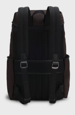 Zaino in twill con monogramma Double B, Marrone scuro