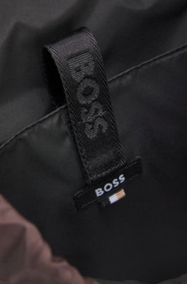 Zaino in twill con monogramma Double B, Marrone scuro