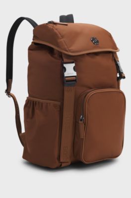 Twill backpack with Double B monogram, Brown
