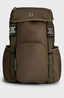 Twill backpack with Double B monogram, Olive