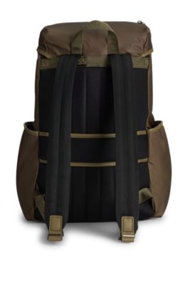 Flap backpack with Double B monogram hardware, Olive
