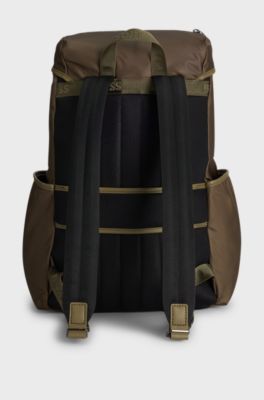 Twill backpack with Double B monogram, Olive