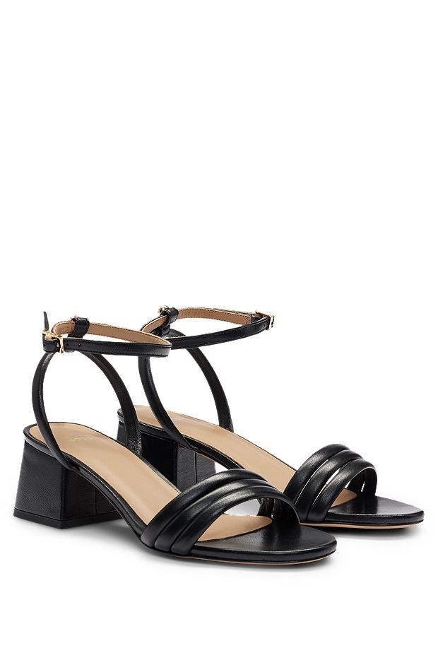 Padded-strap sandals with block heel, Black