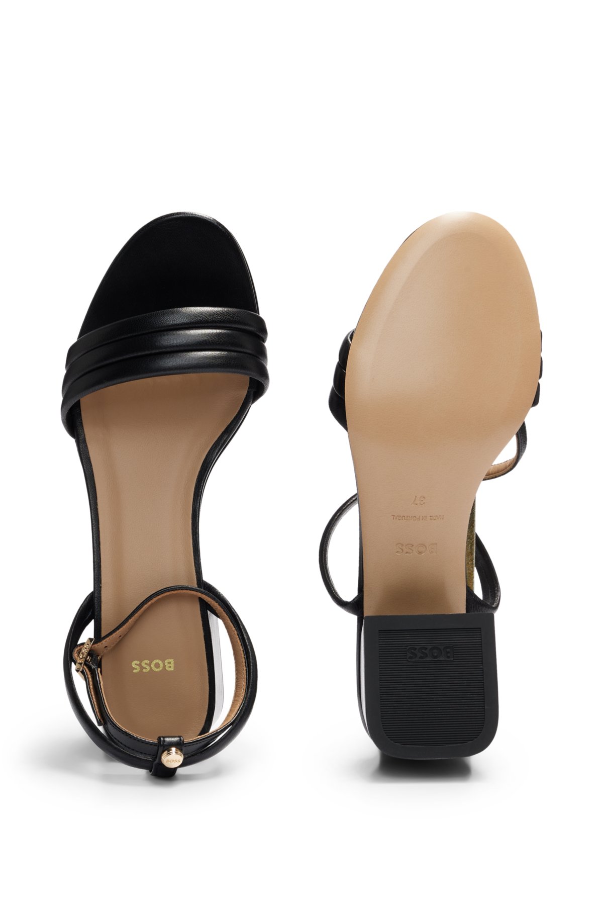 Padded-strap sandals with block heel, Black