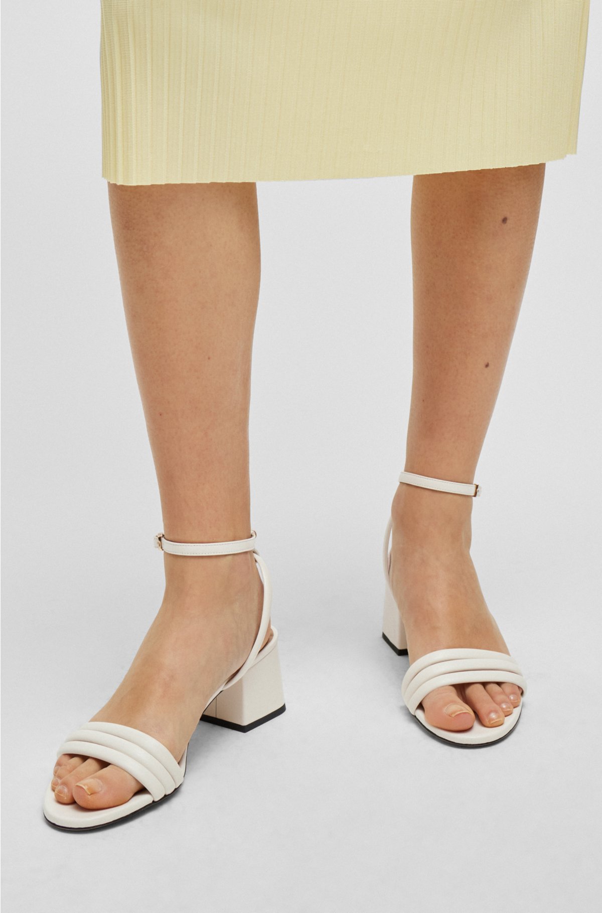 Padded-strap sandals with block heel, White