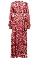 Floral-print maxi dress with button trim, Red Patterned