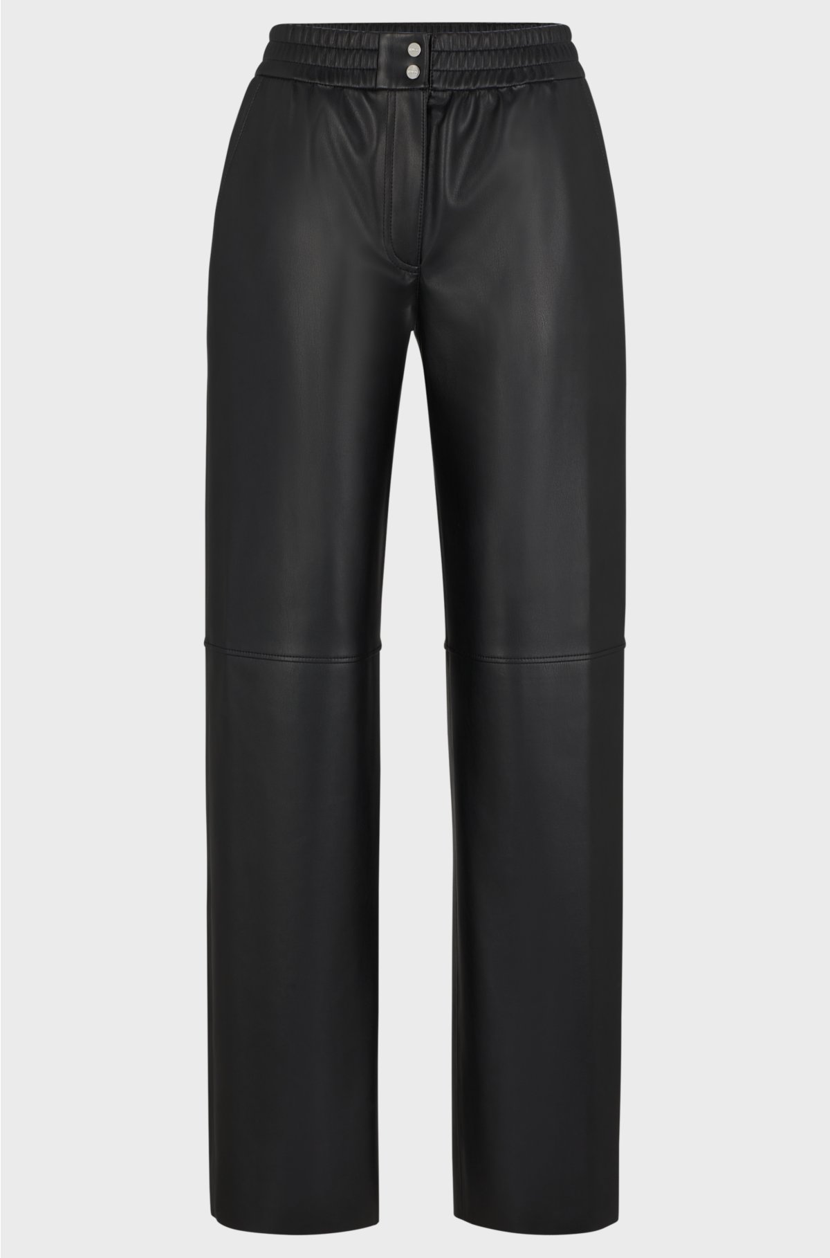 Relaxed-fit trousers in faux leather, Black