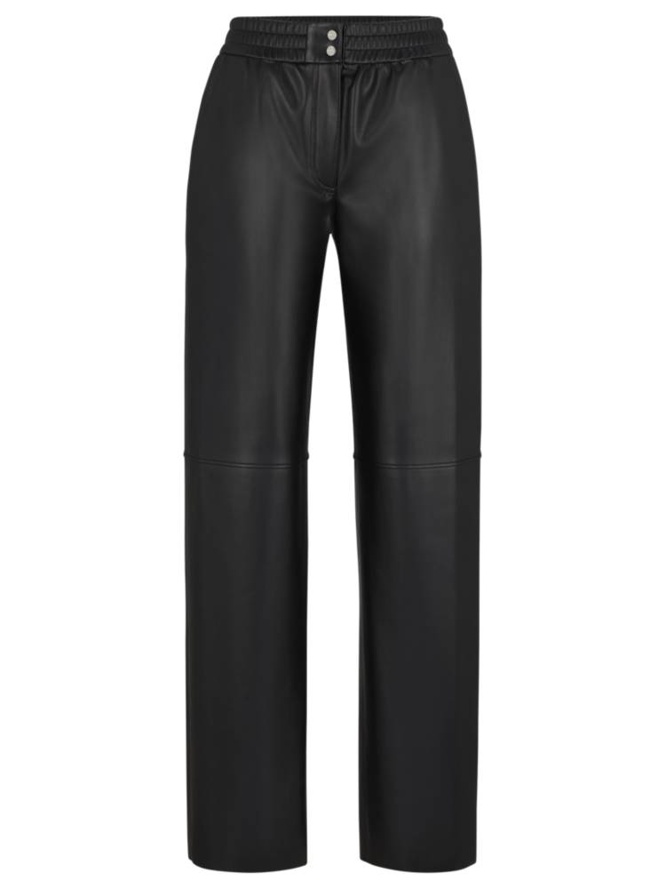 Artikel klicken und genauer betrachten! - Locker geschnittene HUGO Hose mit leicht karottenförmigem Beinverlauf. Die zeitgemäße Hose mit mittlerer Bundhöhe ist aus synthetisch beschichtetem Textil gefertigt. Synthetisch beschichtetes Textil, manchmal auch als Kunstleder bezeichnet, ist ein Gewebe, das Echtleder ähnelt und/oder ein mattes, glänzendes, glattes oder strukturiertes beschichtetes Erscheinungsbild aufweist.  | im Online Shop kaufen