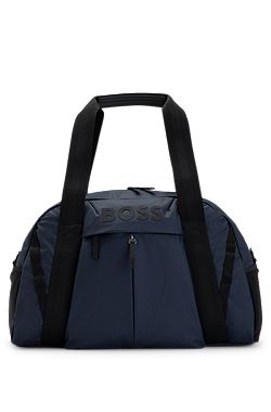 Faux-leather holdall with logo details