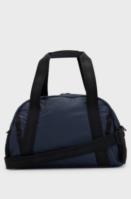 Faux-leather holdall with logo details, Dark Blue