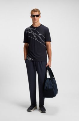 Faux-leather holdall with logo details, Dark Blue