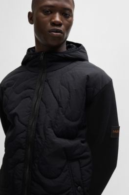 BOSS - Relaxed-fit padded jacket in mixed materials - Black