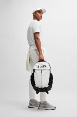 BOSS - Faux-leather backpack with logo details