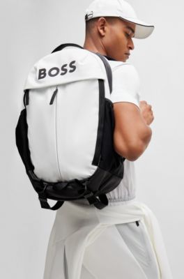 BOSS - Faux-leather backpack with logo details