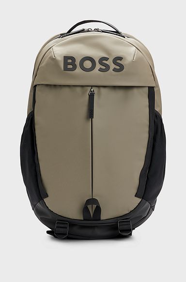 Faux-leather backpack with logo details, Light Green