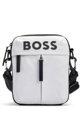 Hugo Boss Faux-leather Reporter Bag With Tonal Logo In White