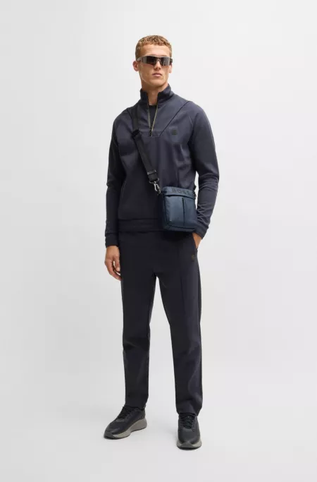 Faux-leather reporter bag with tonal logo