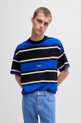 HUGO - Striped T-shirt in cotton jersey with embroidered logo