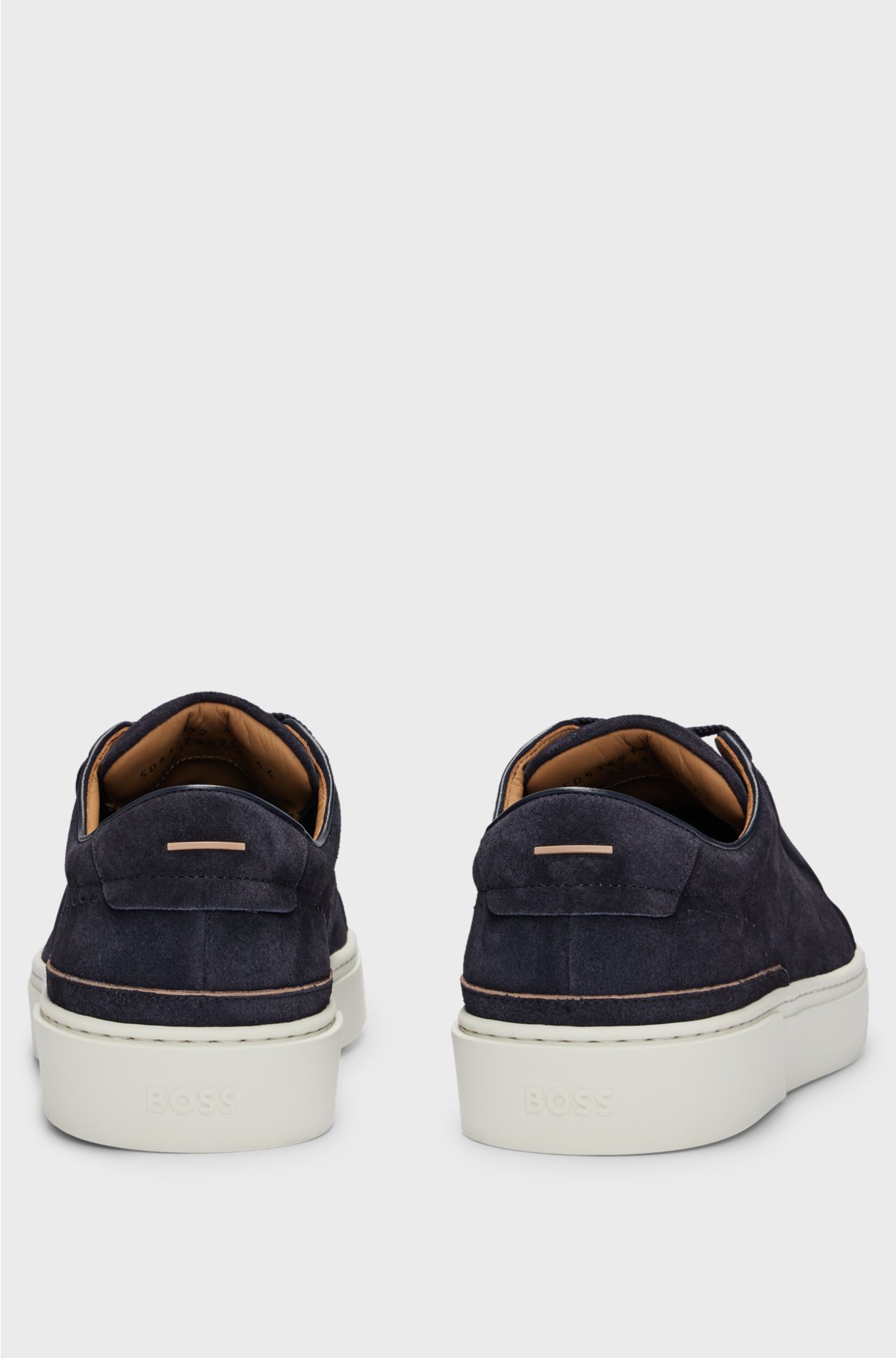 Gary suede low-top trainers with branded lace loop, Dark Blue