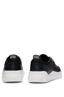 HUGO - Leather lace-up trainers with pop-colour details