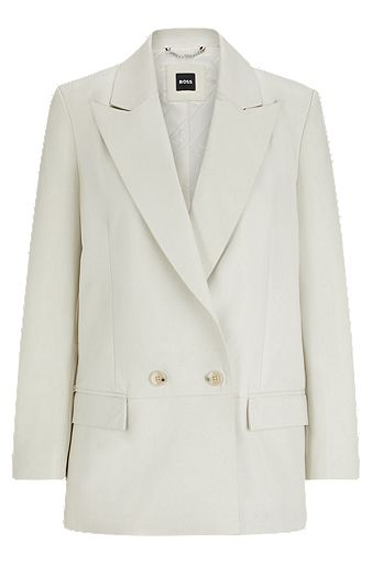 Удлиненный двубортный пиджак из кожи, Белый