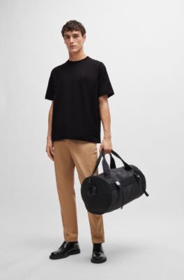 Oversized-fit mercerised-cotton T-shirt with double monogram, Black