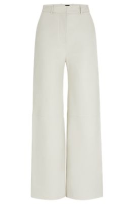 BOSS - Regular-Fit Hose aus Leder mit weitem Beinverlauf
