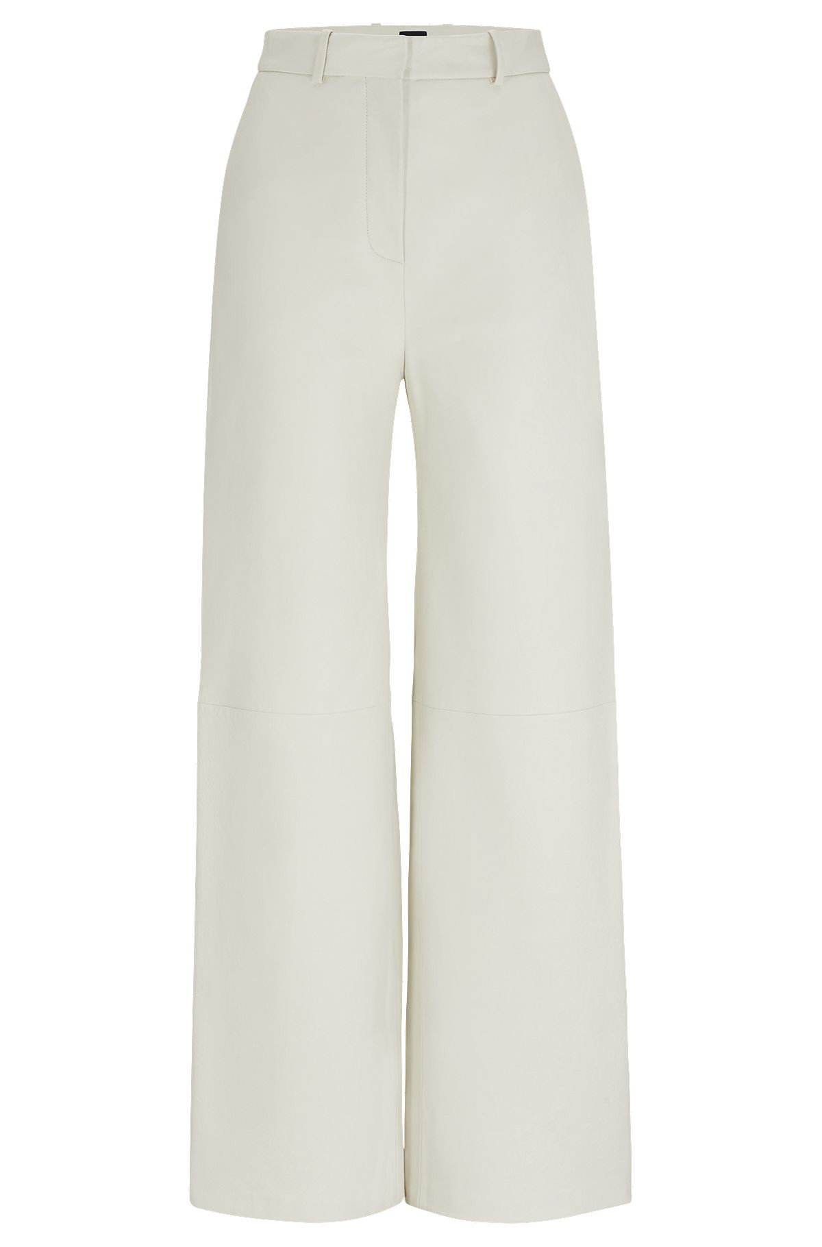 Pantalon en cuir Regular Fit jambe large, Blanc