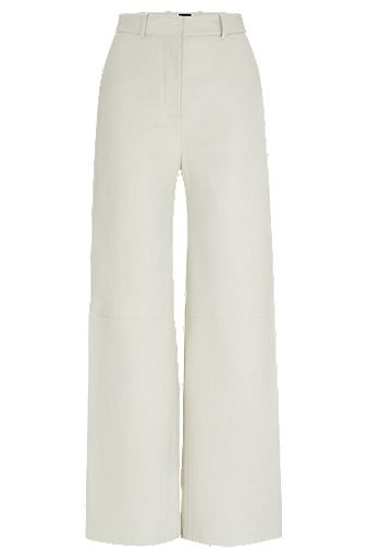 Pantalon en cuir Regular Fit jambe large, Blanc