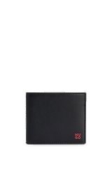 Portemonnee van nappaleer met tweedelig logo en muntvakje, Zwart