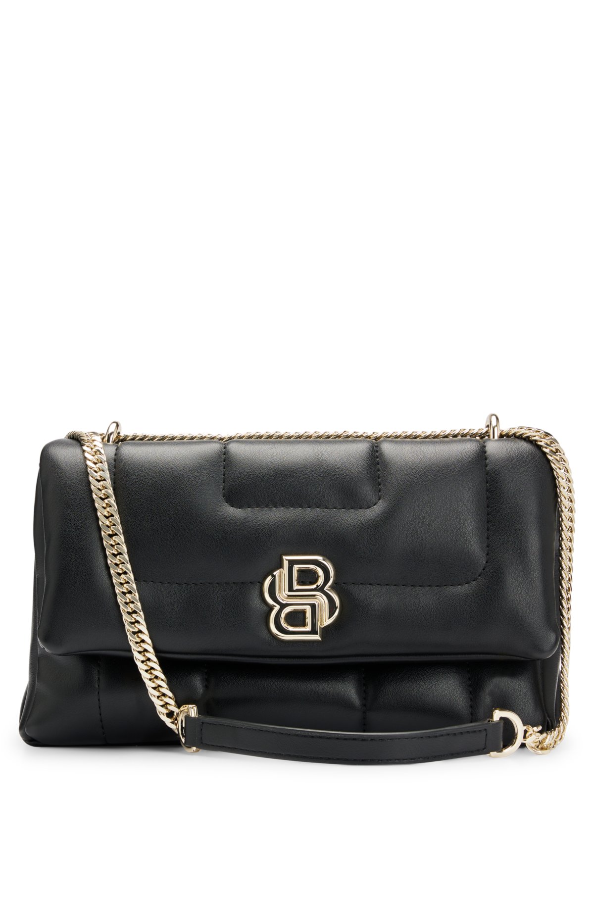 BOSS - Faux-leather shoulder bag with double monogram