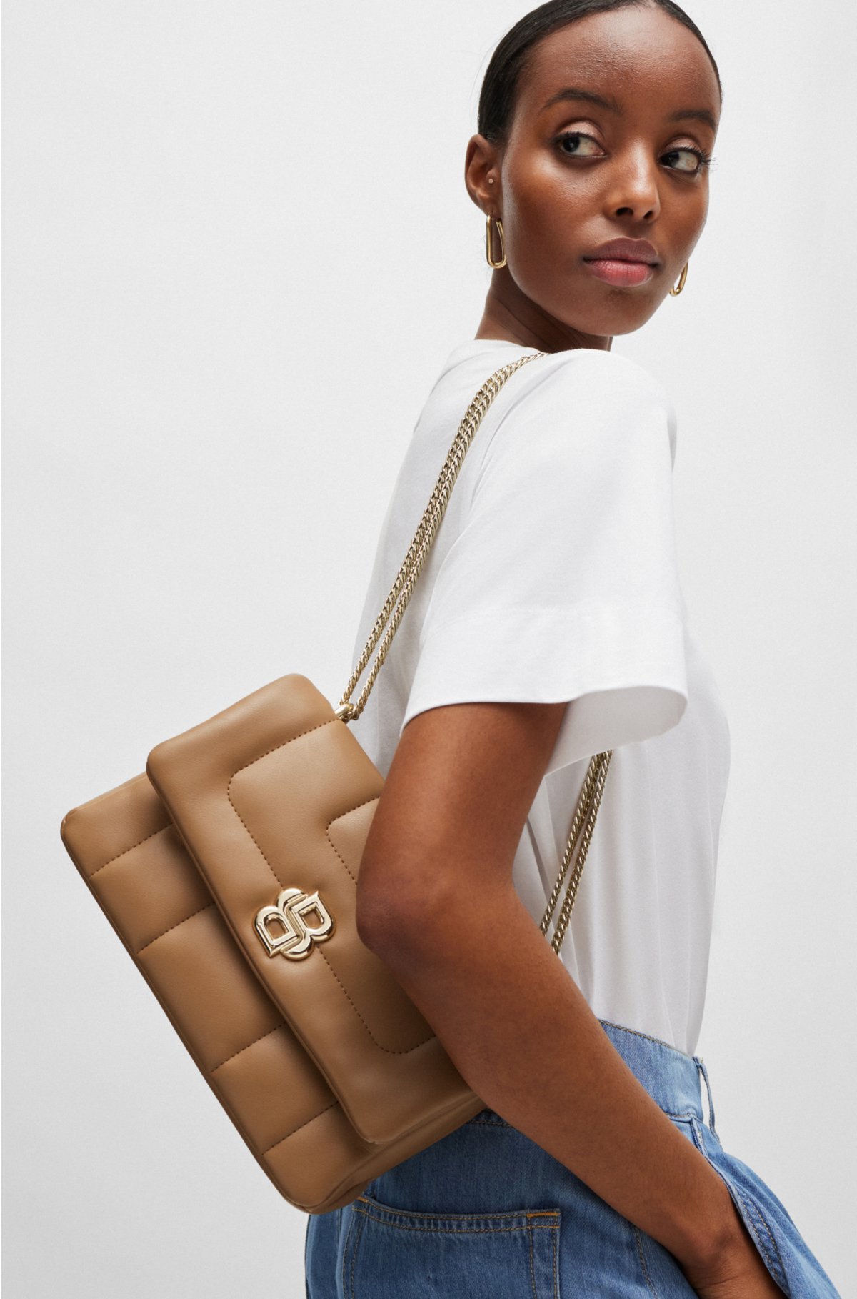 Shoulder bag with double monogram, Light Brown