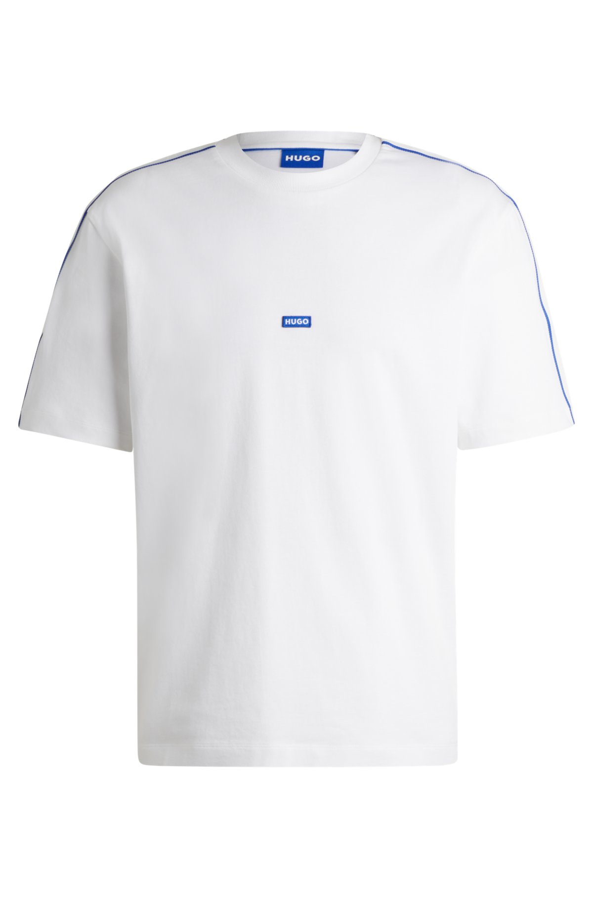 Cotton-jersey T-shirt with tape trims, White