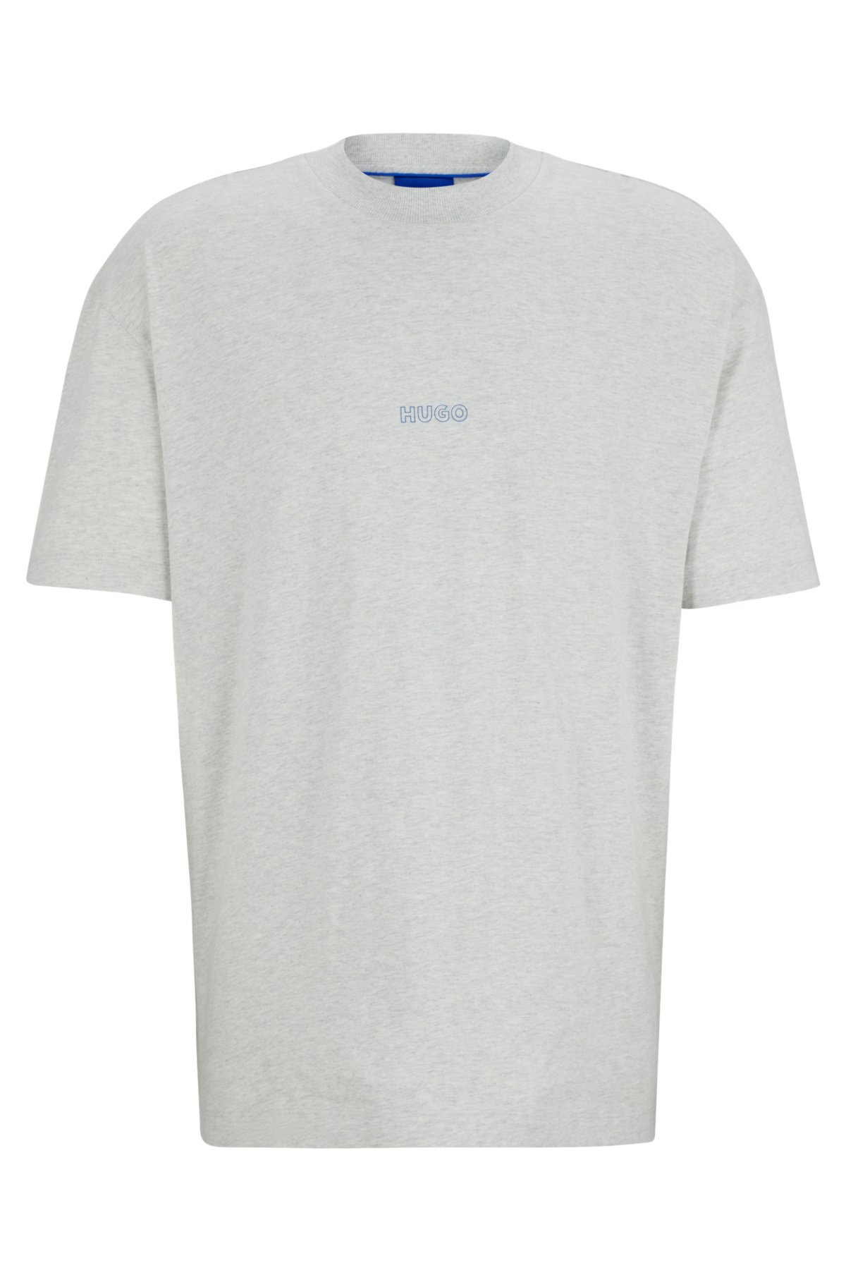 Cotton-jersey T-shirt with outline logos, Light Grey